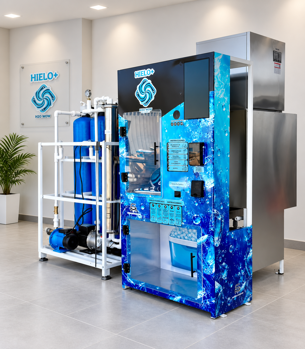 Vista frontal del equipo duplex fijo MC VENDING SYSTEMS