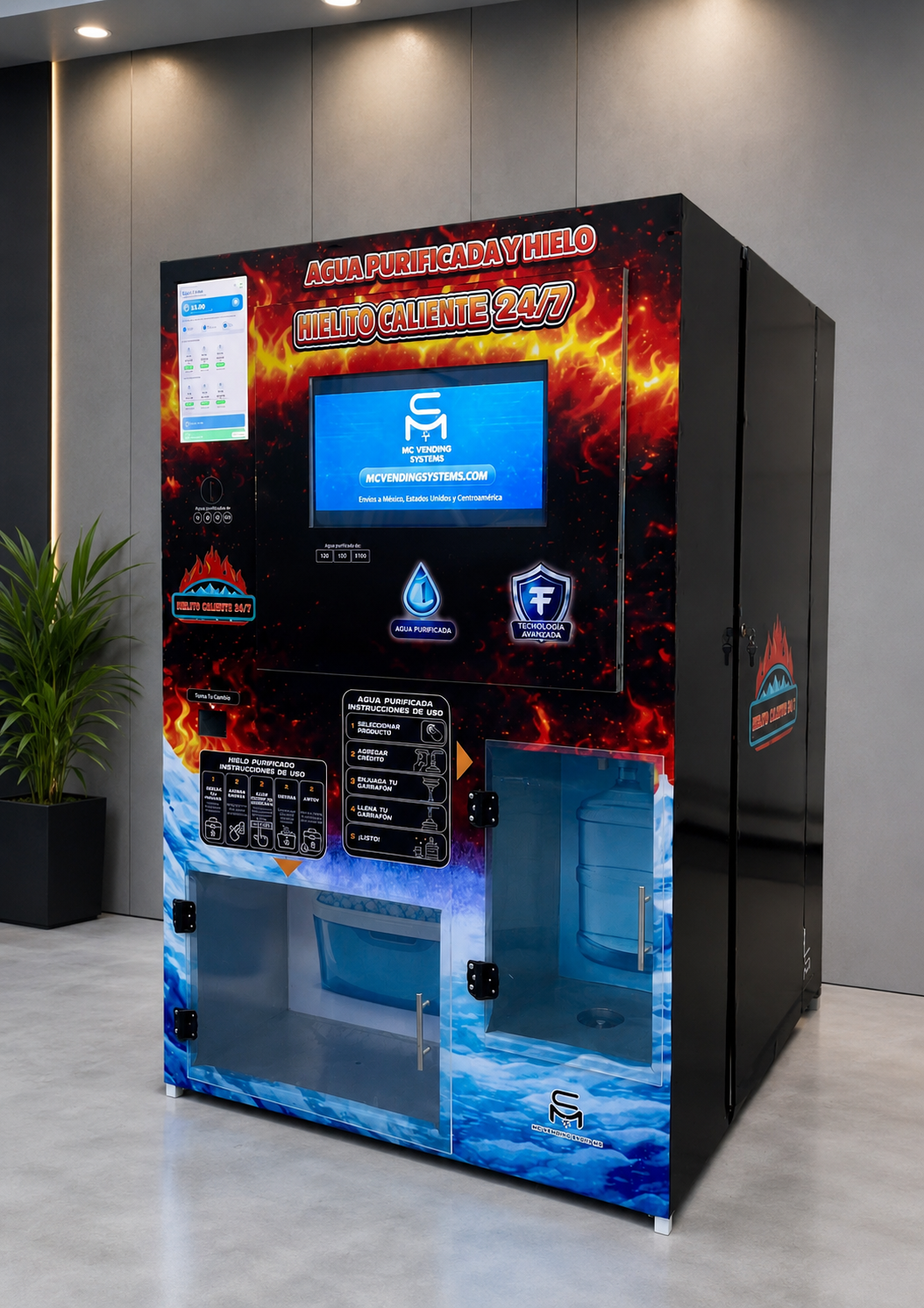 Kiosco dúplex móvil de agua purificada y hielo MC VENDING SYSTEMS