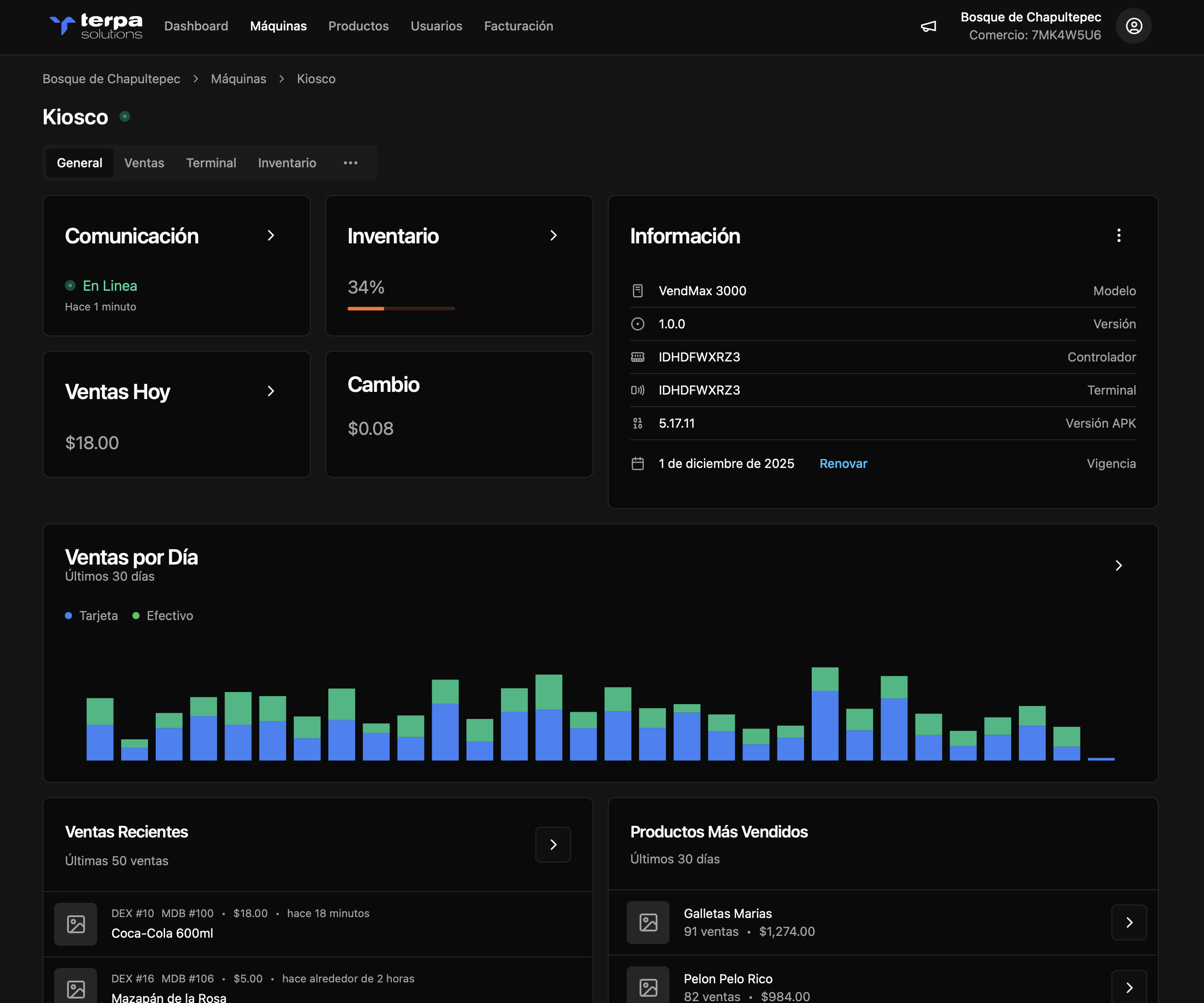 Interfaz y ecosistema visual de tecnologia Terpa